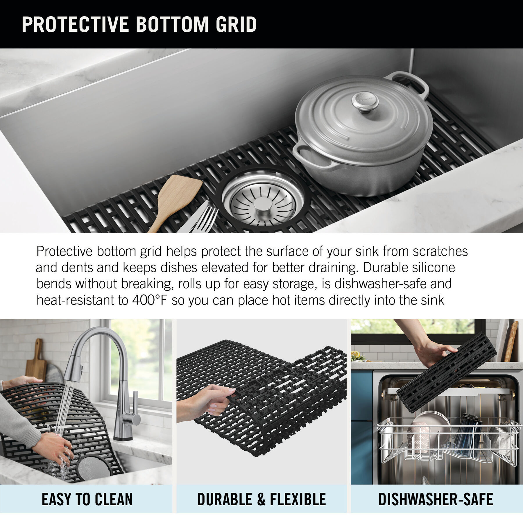 Lavabo de cocina con un receptáculo de acero inoxidable de 30" de montaje bajo encimera con accesorios, imagen 1